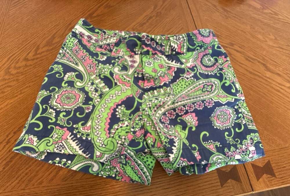Lilly Pulitzer Randy Navy Paisley Cotton Shorts